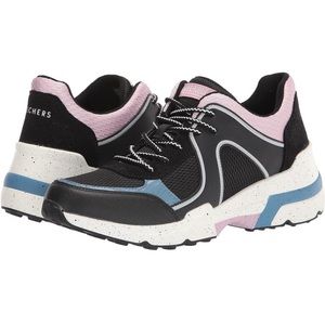 Skechers Black & Pink Sporty Lace-Up Women's Sneakers